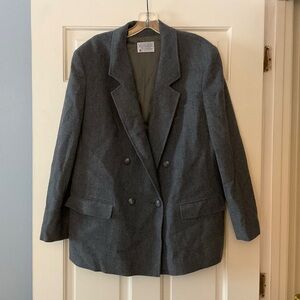 Vintage Pendleton Women’s Blazer Jacket Pure Virgin Wool Gray Plus Size 18W